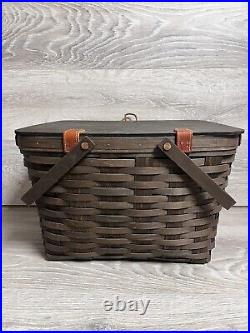 Longaberger 2009 Rich Brown Large Picnic Basket WithRiser & Clear Protector READ