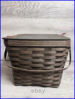 Longaberger 2009 Rich Brown Large Picnic Basket WithRiser & Clear Protector READ