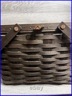Longaberger 2009 Rich Brown Large Picnic Basket WithRiser & Clear Protector READ