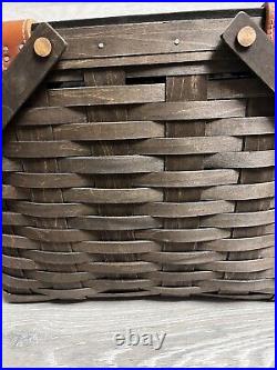 Longaberger 2009 Rich Brown Large Picnic Basket WithRiser & Clear Protector READ