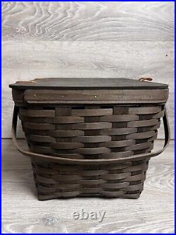 Longaberger 2009 Rich Brown Large Picnic Basket WithRiser & Clear Protector READ