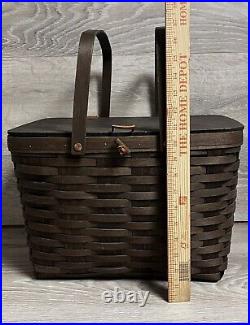 Longaberger 2009 Rich Brown Large Picnic Basket WithRiser & Clear Protector READ