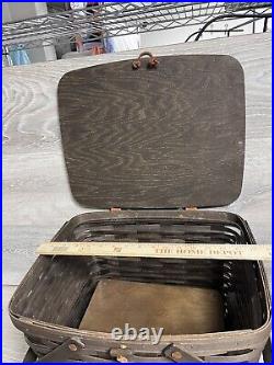 Longaberger 2009 Rich Brown Large Picnic Basket WithRiser & Clear Protector READ