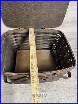 Longaberger 2009 Rich Brown Large Picnic Basket WithRiser & Clear Protector READ