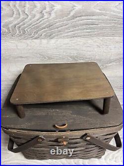 Longaberger 2009 Rich Brown Large Picnic Basket WithRiser & Clear Protector READ