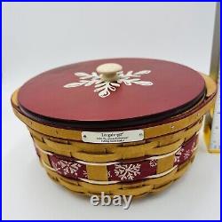 Longaberger 2010 Christmas Collection Red Falling Snow Basket Complete 5x12