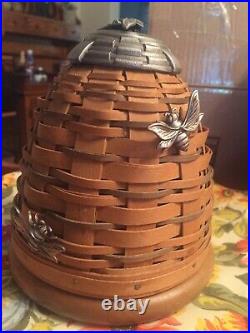Longaberger 2010 Collectors Club BEE HIVE Basket Set with 2 Bee Tie Ons RARE