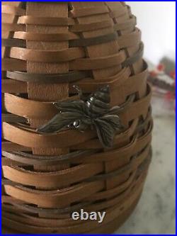 Longaberger 2010 Collectors Club BEE HIVE Basket Set with 2 Bee Tie Ons RARE