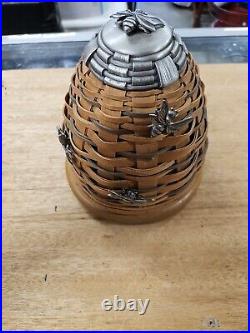 Longaberger 2010 Collectors Club Beehive Basket with3 Pewter Bees, Base, Box