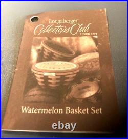 Longaberger 2010 Collectors Club Homestead Gathering Watermelon Set withLid-NEW
