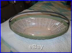 Longaberger 2010 Handled Large Sage Leaf Oval Basket Set