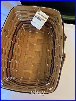 Longaberger 2010 Large Gathering Basket with Woodcraft Lid and Plastic Protector