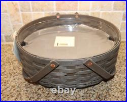 Longaberger 2010 dark brown Bakers Basket with Plastic protector & wood riser