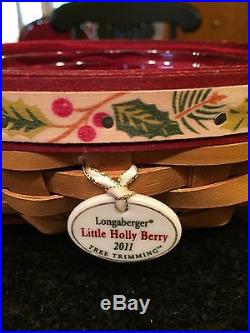 Longaberger 2011 Christmas Tree Trimming Little Holly Berry Basket Set Red