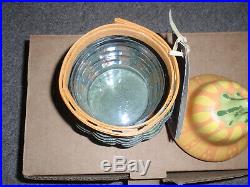 Longaberger 2011 Collectors Club Gourd Basket Set withPottery Lid & Protector, New