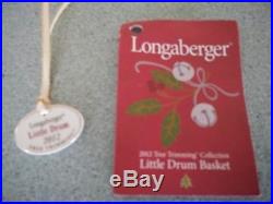 Longaberger 2012 Green Christmas Tree Trimming Little Drum basket set