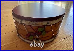Longaberger 2012 LARGE drum basket tieon, liner, protector, product cards, lid