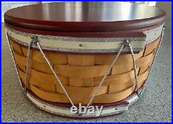 Longaberger 2012 LARGE drum basket tieon, liner, protector, product cards, lid