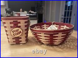 Longaberger 2012 Popcorn Bowl Baskets LARGE + SMALL LOT OF 2 SOLD 1/11/12 ONLY