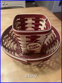 Longaberger 2012 Popcorn Bowl Baskets LARGE + SMALL LOT OF 2 SOLD 1/11/12 ONLY