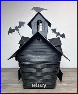 Longaberger 2012 RARE Unique Halloween Haunted House Basket withMetal Roof Tie-Ons