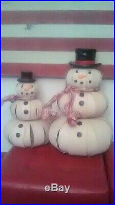 Longaberger 2012 Top Hat Snowman set (small and large) with removable scarves