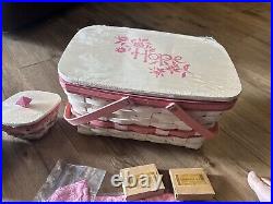 Longaberger 2012 White Horizon of Hope Basket Set 18th Ed. AVAIL JULY 2012 ONLY