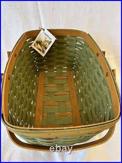Longaberger 2013 40th Anniversary Medium Market Basket & Protector Sage RARE