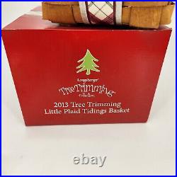 Longaberger 2013 Christmas Tree Trimming Red Small Plaid Tidings Basket 15th Ed