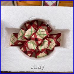 Longaberger 2013 Green Plaid Tidings Basket with Lid, Bow Knob, Liner, Protector