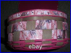 Longaberger 2013 Pink Camo Gear Basket Set. Comes with Lid & Protector NEW