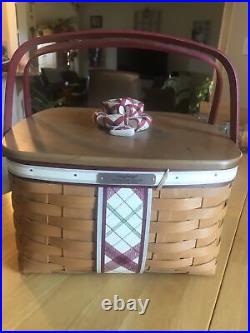 Longaberger 2013 Plaid Tidings Christmas Collection Basket, protector, Lid