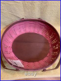 Longaberger 2013 SOCIAL GATHERING BASKET Pink & Rustic Brown WithProtector RARE