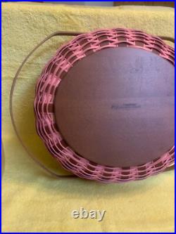 Longaberger 2013 SOCIAL GATHERING BASKET Pink & Rustic Brown WithProtector RARE
