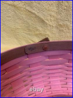 Longaberger 2013 SOCIAL GATHERING BASKET Pink & Rustic Brown WithProtector RARE