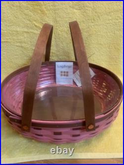 Longaberger 2013 SOCIAL GATHERING BASKET Pink & Rustic Brown WithProtector RARE