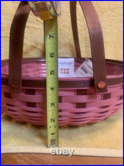 Longaberger 2013 SOCIAL GATHERING BASKET Pink & Rustic Brown WithProtector RARE