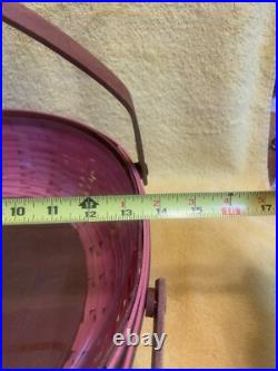 Longaberger 2013 SOCIAL GATHERING BASKET Pink & Rustic Brown WithProtector RARE