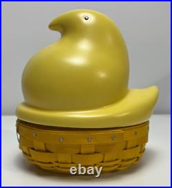 Longaberger 2013 Yellow Easter Peep SetCeramic Top, Basket & Protector NWT