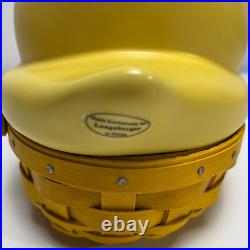 Longaberger 2013 Yellow Easter Peep SetCeramic Top, Basket & Protector NWT