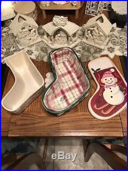 Longaberger 2014 Christmas Collection Stocking Basket Set, pottery DISH & LID