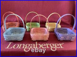 Longaberger 2014 Jelly Bean Baskets Set of 6 with Plastic Protectors