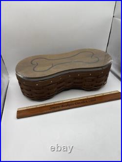 Longaberger 2015 Dog Treats RARE Dog Bone Basket With Lid Set