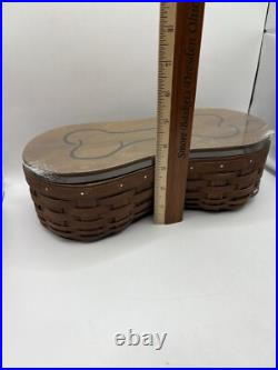 Longaberger 2015 Dog Treats RARE Dog Bone Basket With Lid Set