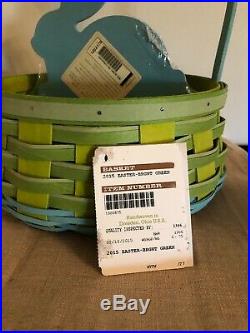 Longaberger 2015 Easter Basket Set Bright Green with Turquoise Bunny Divider