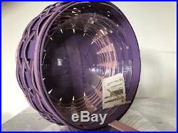Longaberger 2015 Easter Basket Set Purple WithWood Purple Bunny & Protector NWT