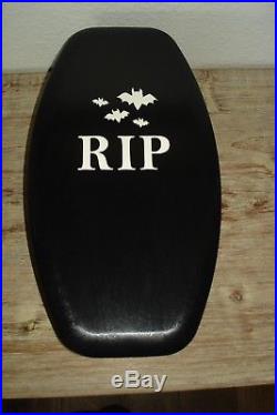 Longaberger 2015 Halloween Black Coffin Basket Set RIP Bats Woodcraft Lid RARE