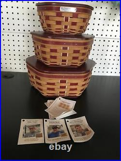Longaberger 2016 Christmas Collection, Generations Basket sets with lids. NWT