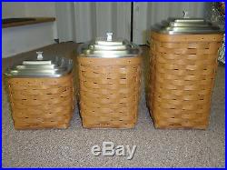 Longaberger 2016 Sq Basket Canister Set, WB Withlid & Sealing Protectors, NEW
