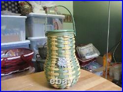 Longaberger 2017 Green Sage Yellow TALL GOURD Basket with Lid Protector Tie On